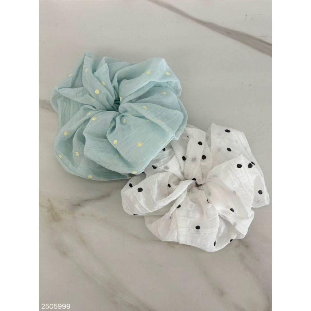 ✨️Korinana🇰🇷正韓東大門代購｜現貨｜清新點點大腸髮圈（白/綠）韓國流行髮飾代購 ins小紅書 Re-細節圖3