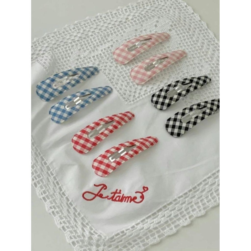 ✨️Korinana🇰🇷正韓東大門Earlobe｜現貨+預購｜格紋髮夾（4色）韓國流行髮飾代購 溫柔時尚歐膩-細節圖2