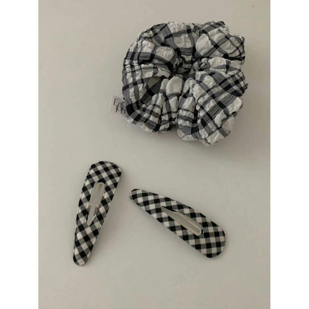 ✨️Korinana🇰🇷正韓東大門Earlobe｜現貨+預購｜格紋髮夾（4色）韓國流行髮飾代購 溫柔時尚歐膩-細節圖5