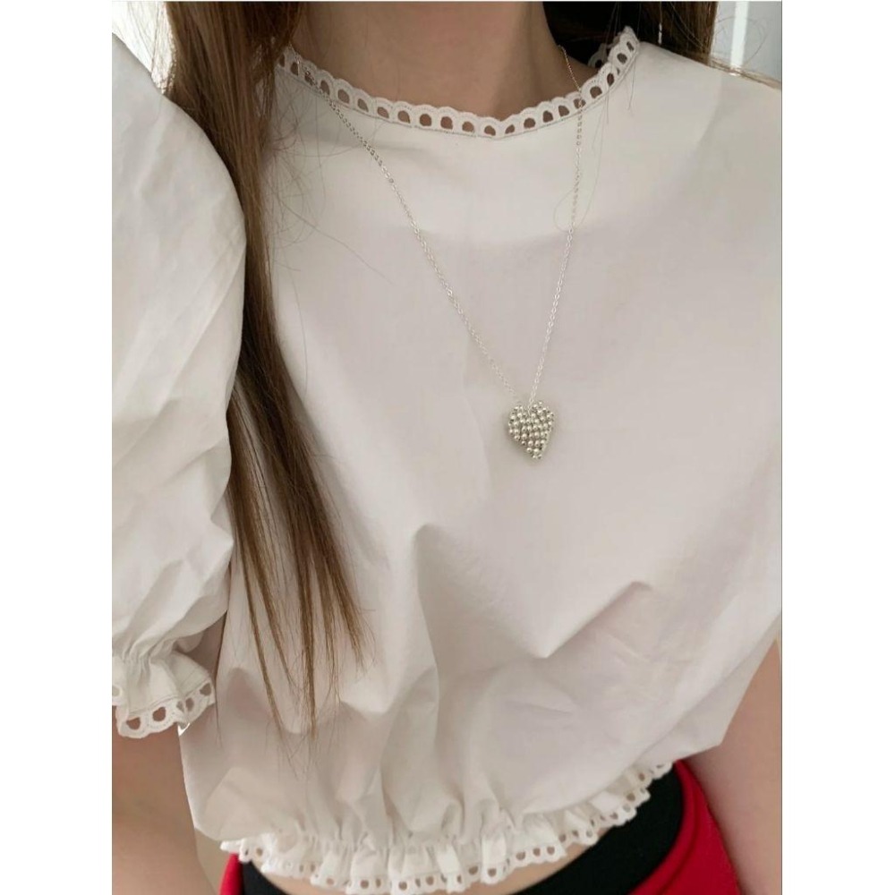 ✨️Korinana🇰🇷正韓東大門Earlobe｜現貨+預購｜韓系氣質珠珠愛心髮夾／項鍊（白／銀）韓國流行髮飾 ins-細節圖3