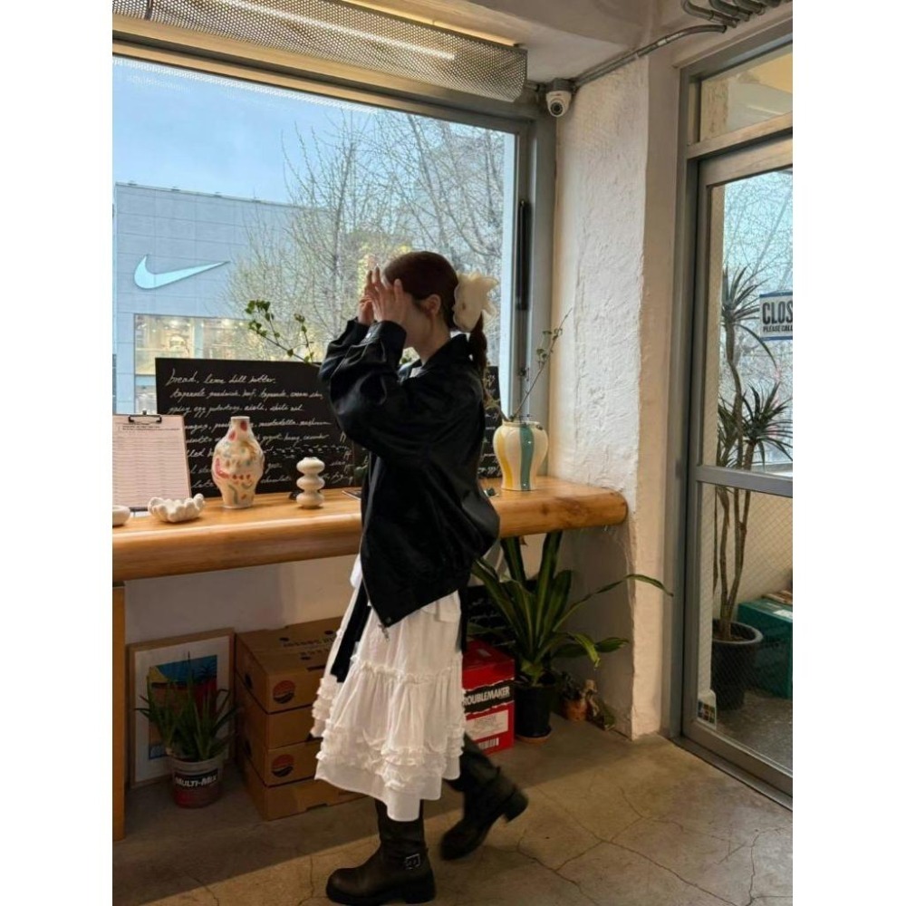 ✨️Korinana🇰🇷正韓東大門Earlobe｜現貨+預購｜素色多層大腸髮圈（米／黑）韓國流行髮飾代購 溫柔歐膩-細節圖8