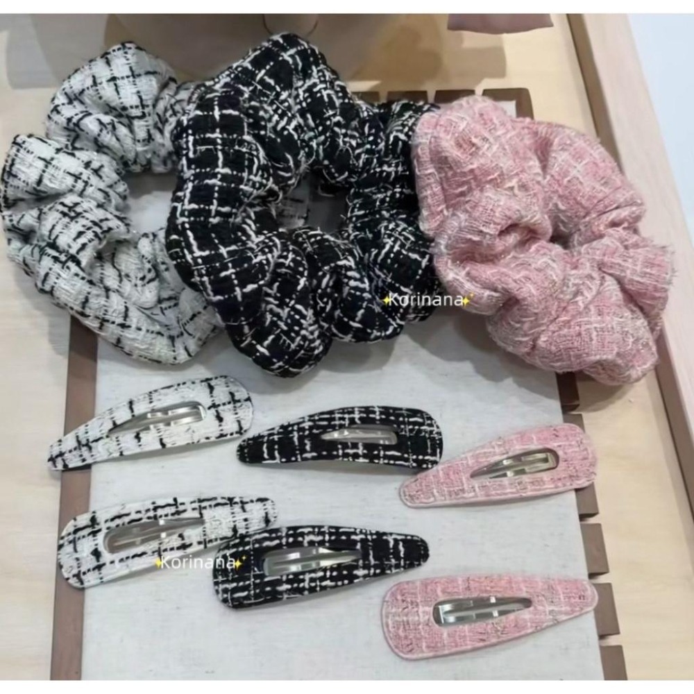 ✨️Korinana 正韓東大門Earlobe｜秋冬新品現貨+預購｜小香風毛呢大腸髮圈/bb髮夾/細髮箍 韓國髮飾代購-細節圖2
