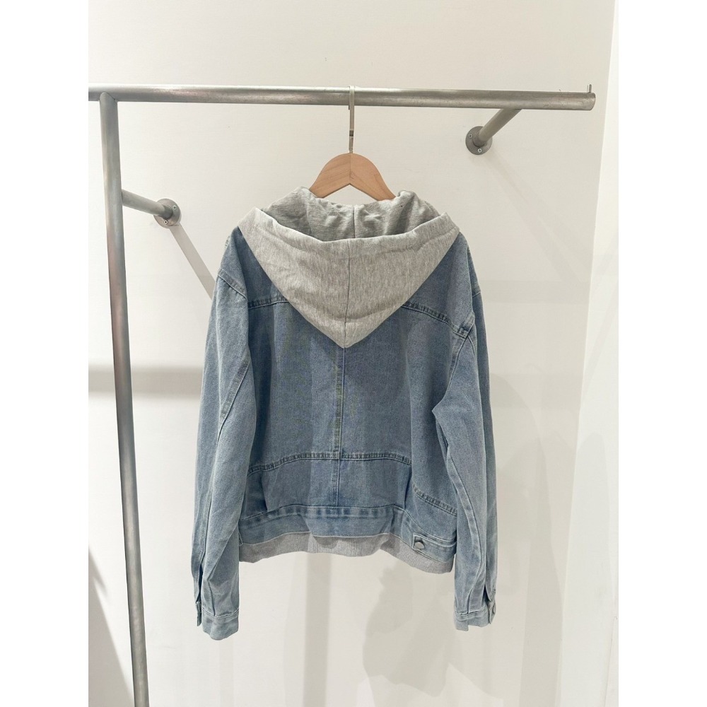 拼接牛仔連帽外套-細節圖7