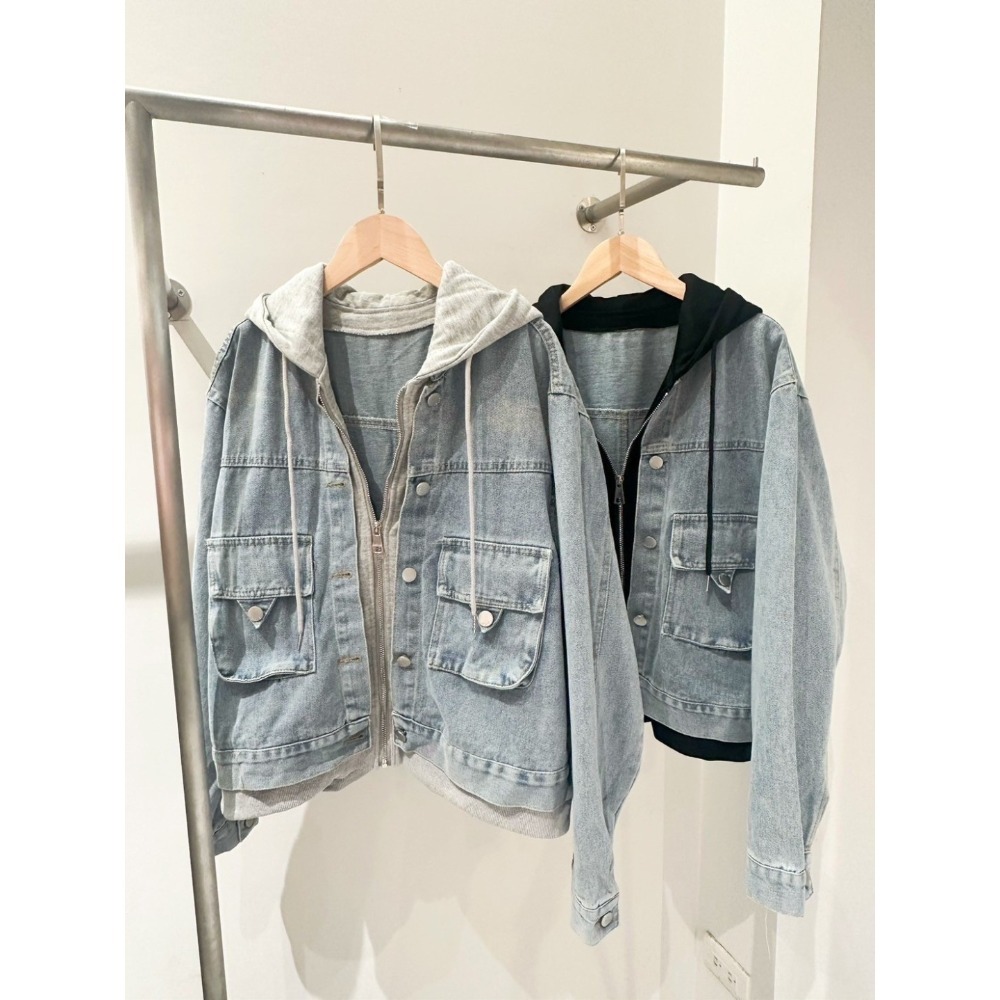 拼接牛仔連帽外套-細節圖10