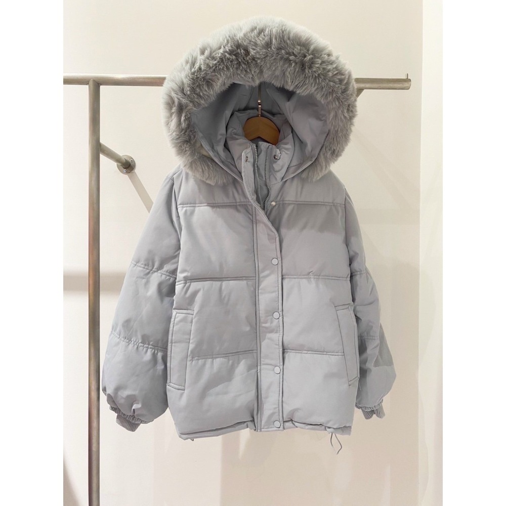 兔毛帽鋪棉外套（毛可拆）-細節圖5