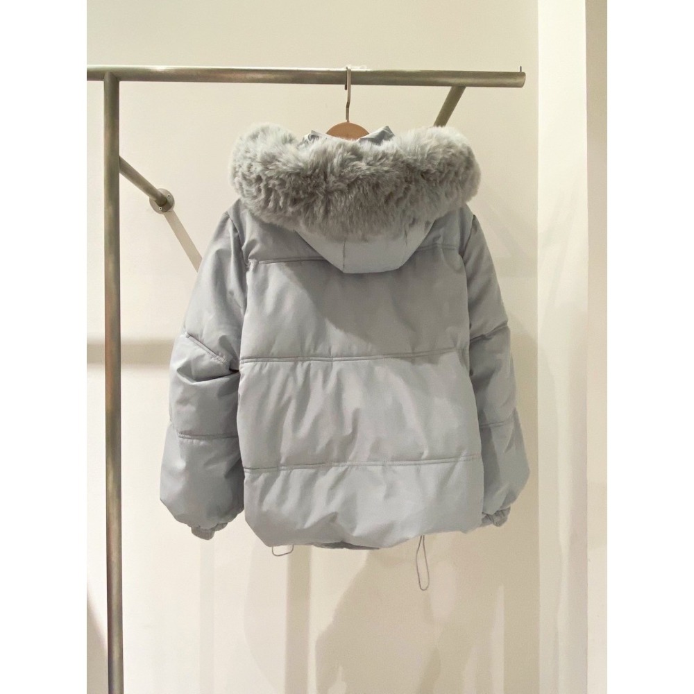 兔毛帽鋪棉外套（毛可拆）-細節圖6