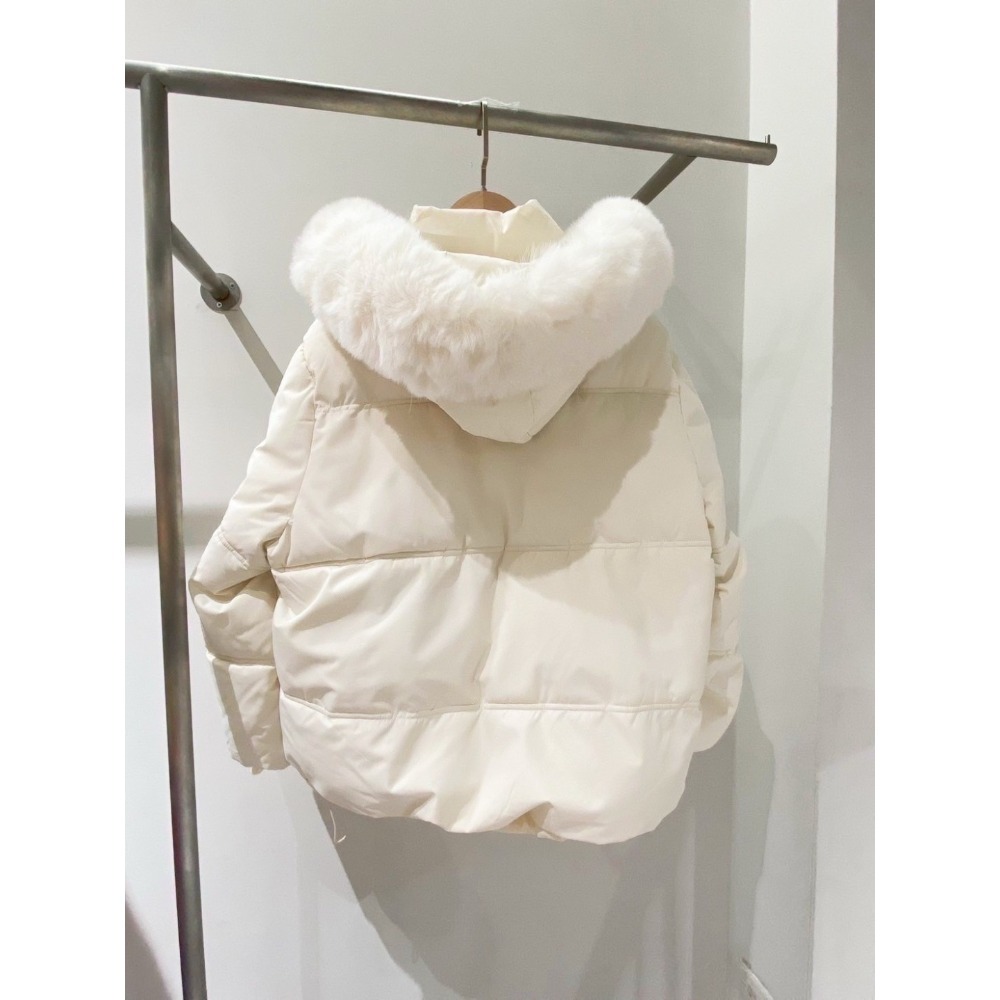 兔毛帽鋪棉外套（毛可拆）-細節圖8