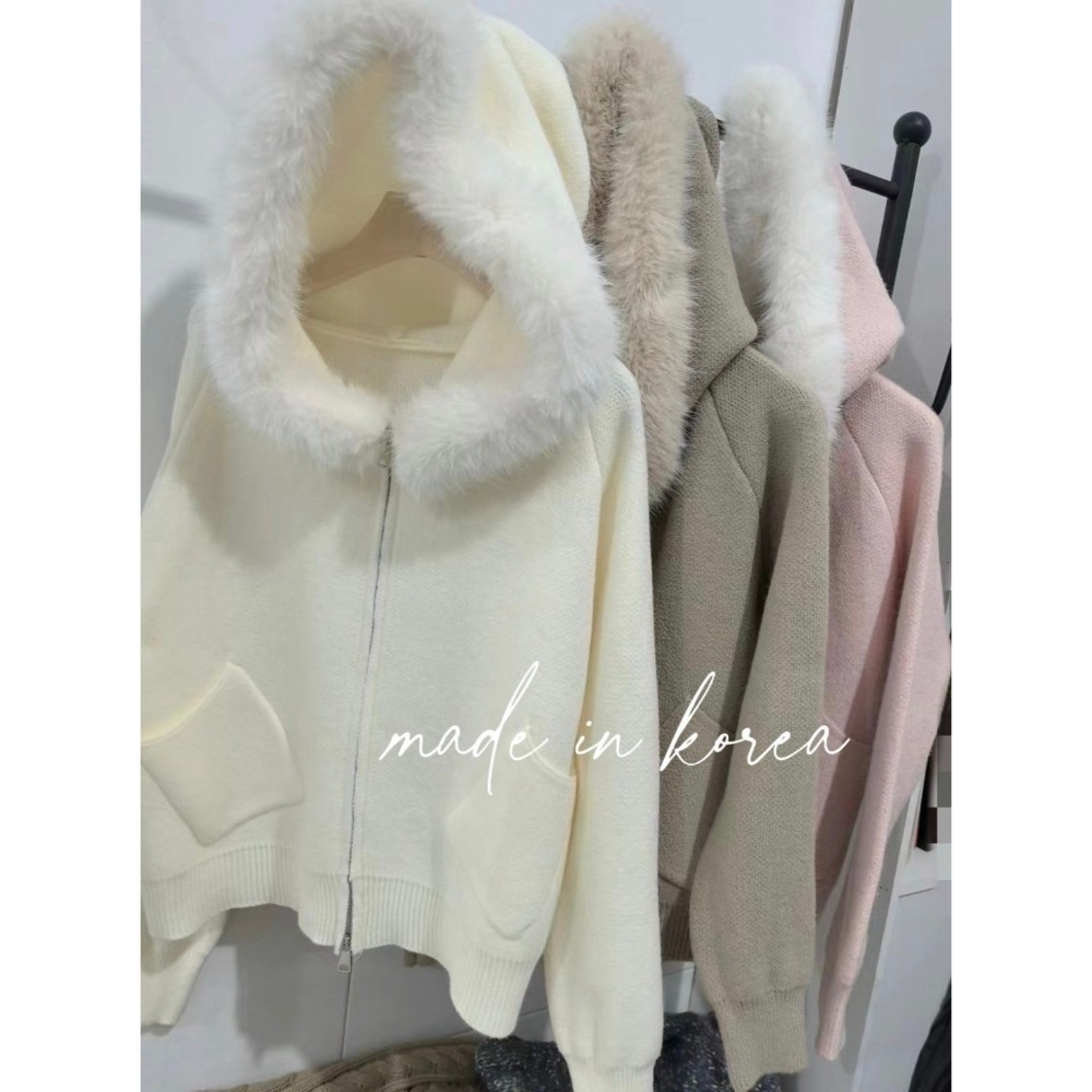 兔毛帽蝙蝠袖外套-細節圖4