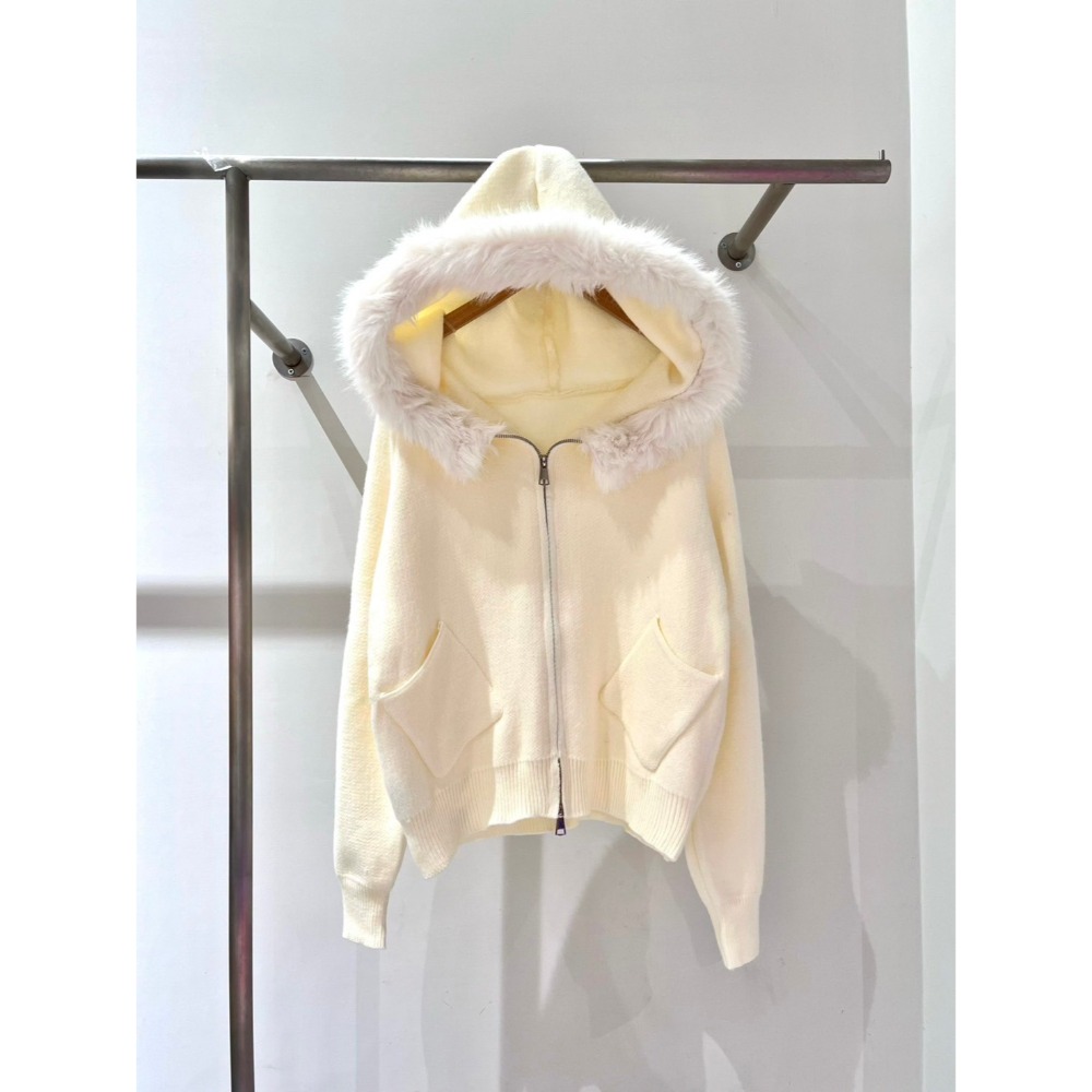 兔毛帽蝙蝠袖外套-細節圖7