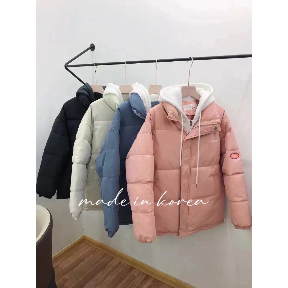 假2件拼接衛衣舖棉外套-細節圖5