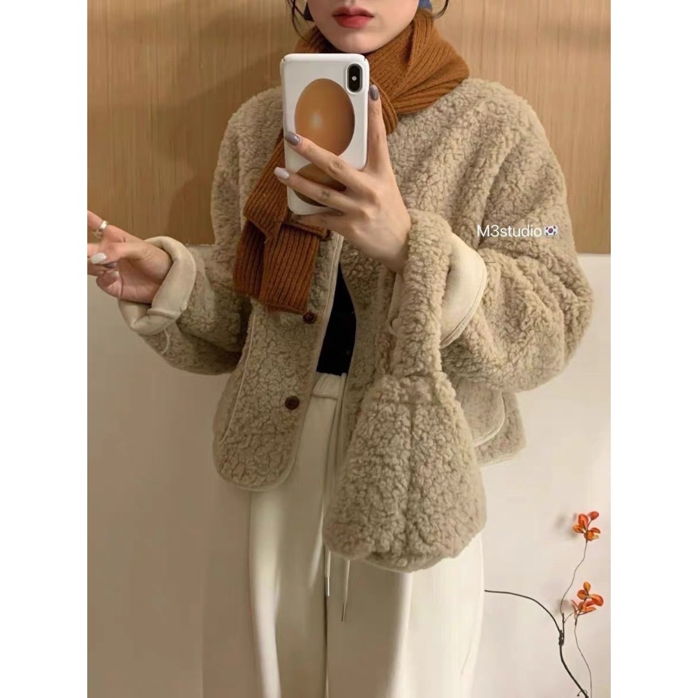 羊羔毛外套+可愛小包包-細節圖6