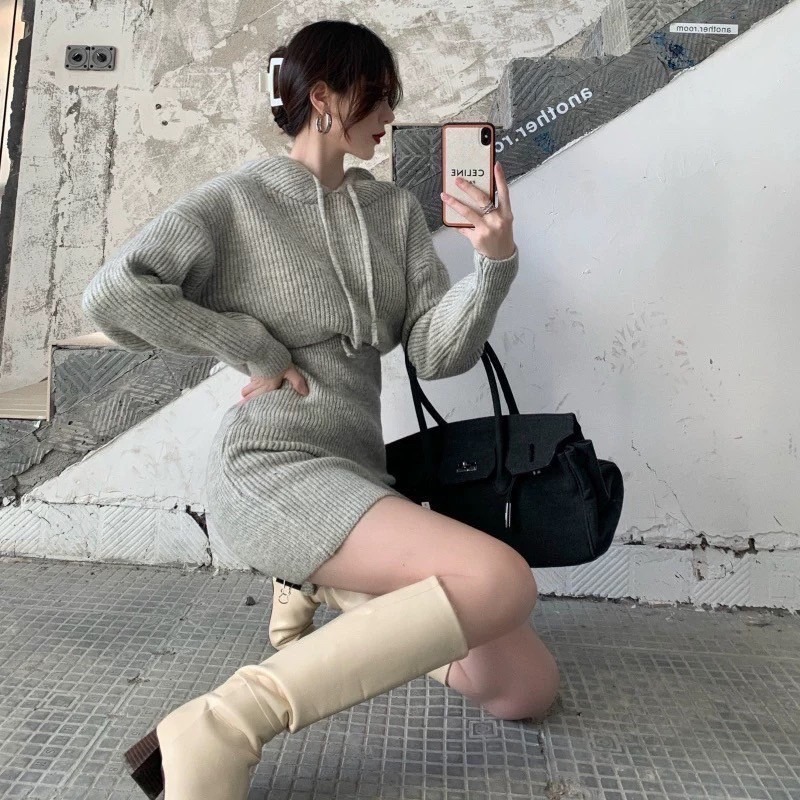 連帽顯瘦包臀短洋-細節圖3