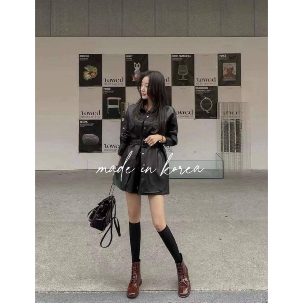 皮革外套短褲套裝-細節圖6