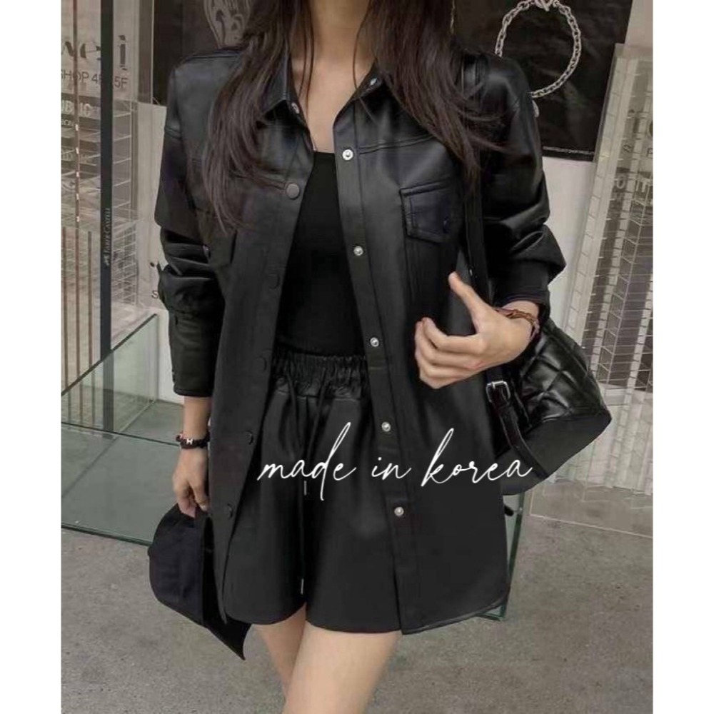 皮革外套短褲套裝-細節圖7