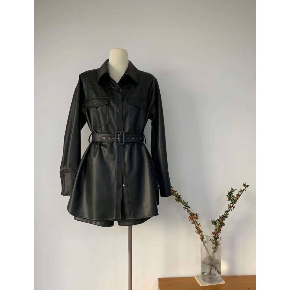 皮革外套短褲套裝-細節圖9