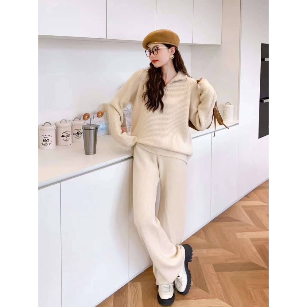 拉鍊領綿羊絨套裝-細節圖7