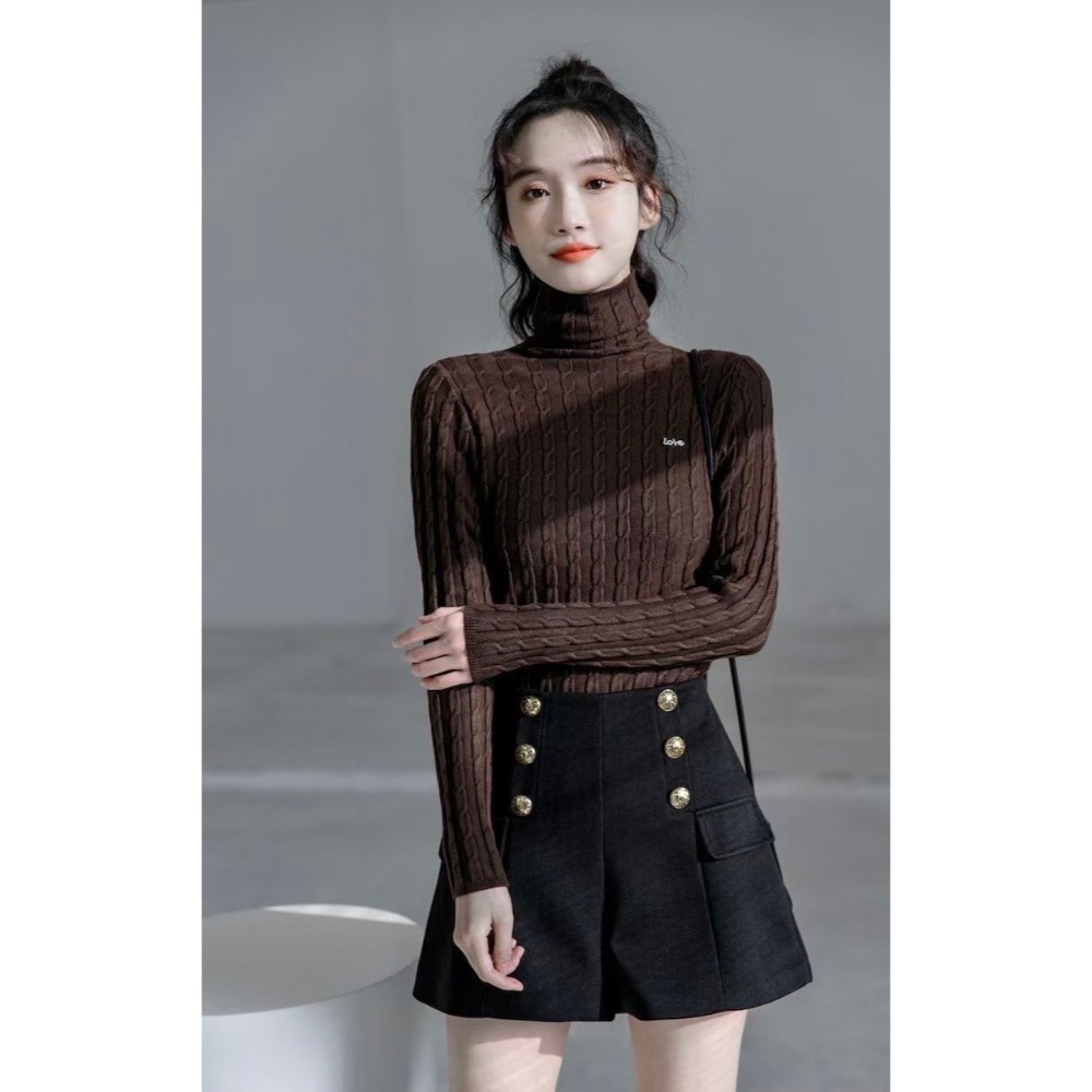 高腰顯瘦呢料短褲-細節圖2