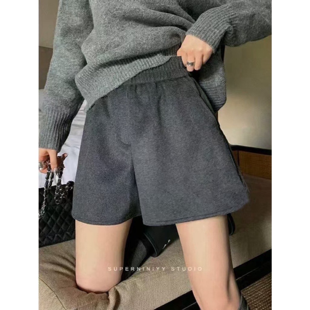 高腰毛呢短褲-細節圖6