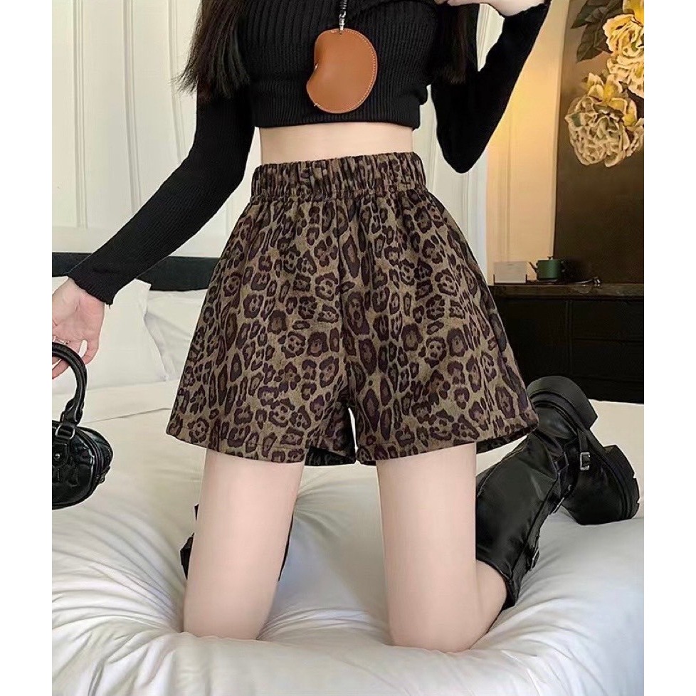 鹿皮絨豹紋短褲-細節圖4