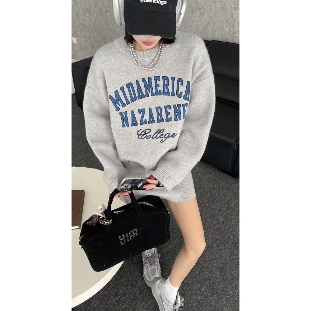 英字毛衣短裙套裝-細節圖2