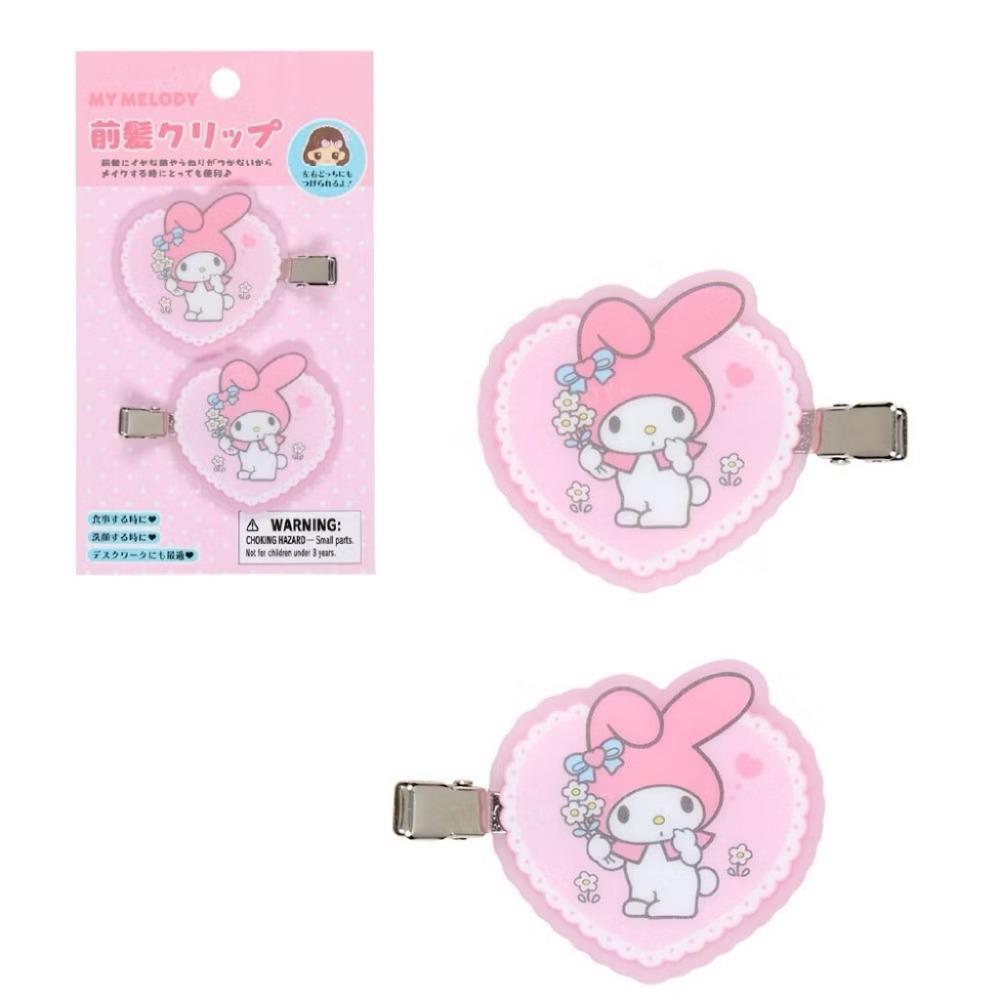 【寶評】日本日本Sanrio 三麗鷗 壓克力造型髮夾2入組 (復古系列) Kitty /美樂蒂-規格圖2