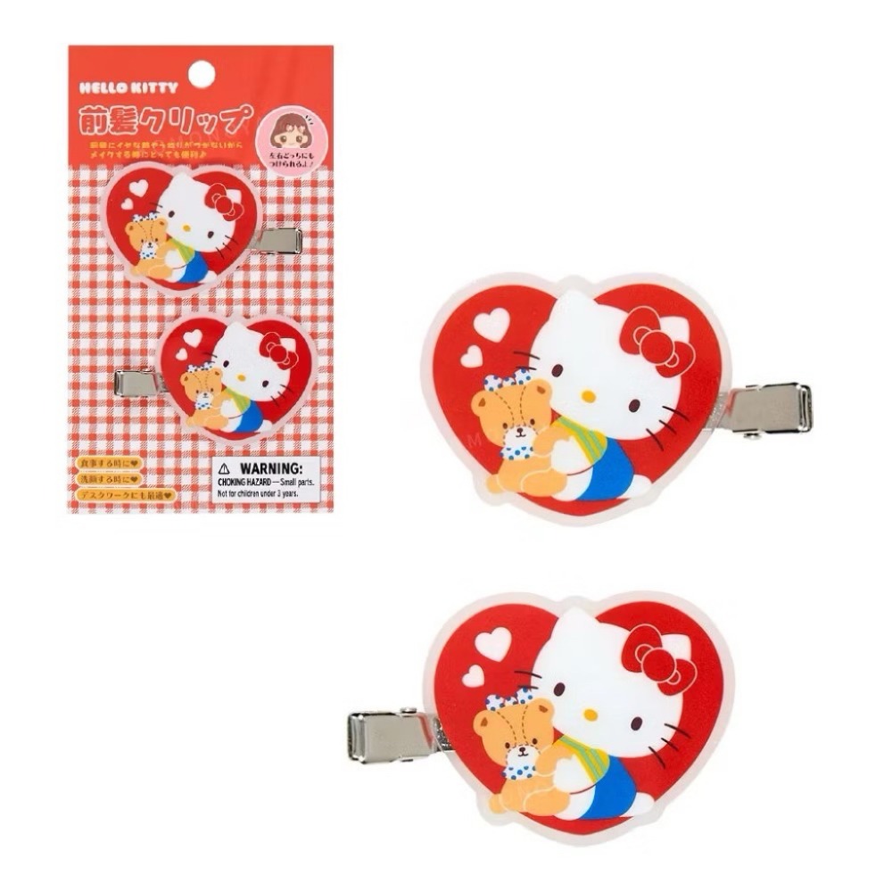 【寶評】日本日本Sanrio 三麗鷗 壓克力造型髮夾2入組 (復古系列) Kitty /美樂蒂-規格圖2