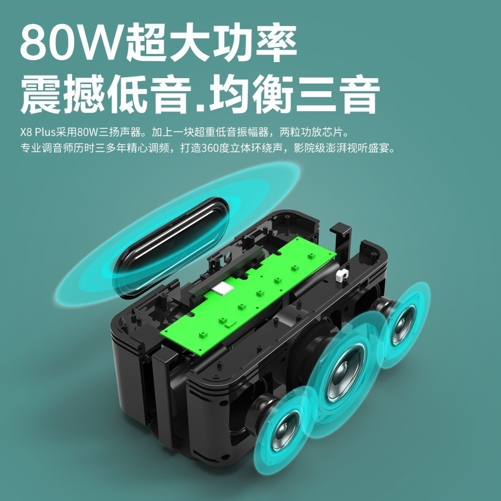 【商家特別推薦音質派】喜多寶X8 Plus 80w電力加強版音質好渾厚低音串聯環繞立體聲十足適合家用-細節圖4