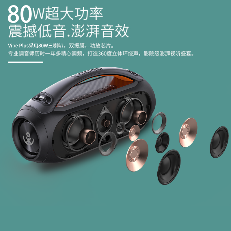 【喜多寶新品】【商家廠商合力推薦】 XDOBO喜多寶Vibe Plus 80w炫光效果造型新穎音質可比x8plus-細節圖2