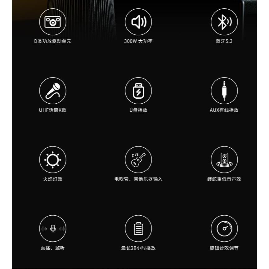 喜多寶新品 mirgae max 300W低調漂亮 雙麥克峰 可唱歌可玩音樂機種-細節圖5