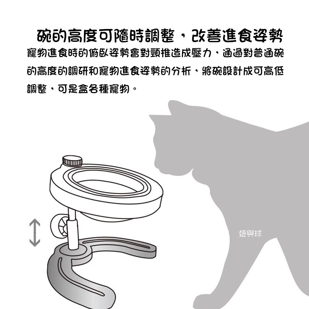 【妞與球】【台灣現貨24h出貨】寵物狗碗 貓碗 寵物碗 、寵物餵食碗、寵物可調式寵物碗、貓咪碗架、護頸寵物碗、寵物用品-細節圖9