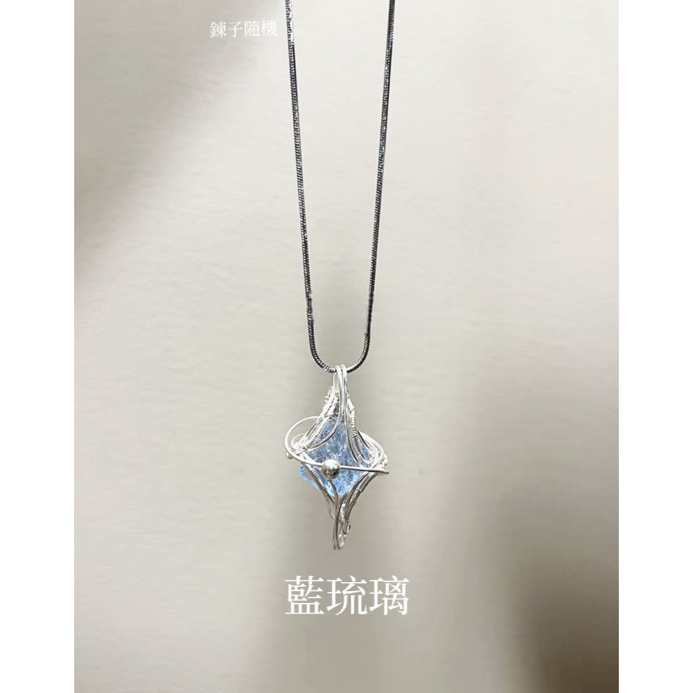 特別造型水晶項鍊 鈦鋼材質-不生鏽-不過敏 💎心型款 💎四星芒款-規格圖1