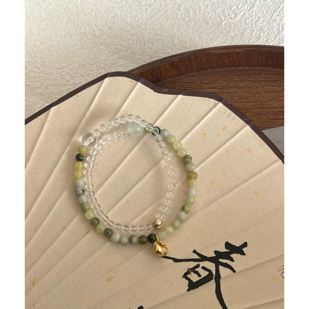 🍑岫玉+白水晶🍑雙圈-細節圖3