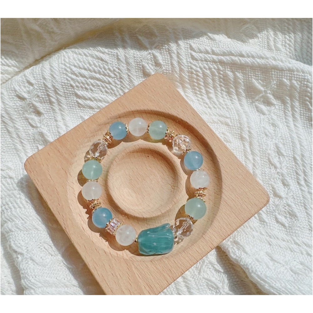 💙客訂💙海藍寶+白水晶+白幽靈+藍水晶+海藍寶兔子造型🩵-細節圖2