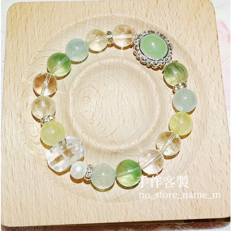 🌟葡萄石+綠阿塞+綠螢石+海藍寶+白水晶🌟-細節圖2