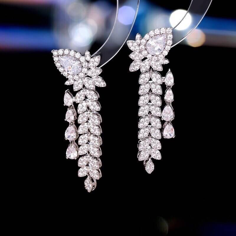《真愛鍊Cherish》微鑲精工麥穗造型銀針耳環 流蘇太美惹 重工藝高級閃亮鋯石鑲嵌 耳針S925銀針 銀樓飾品-細節圖2