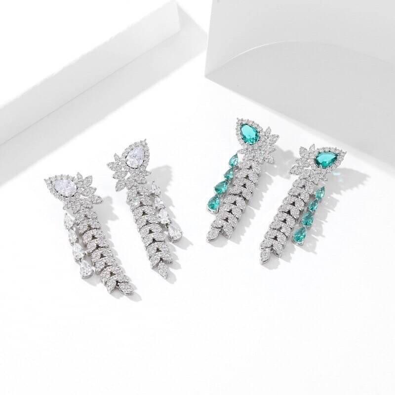 《真愛鍊Cherish》微鑲精工麥穗造型銀針耳環 流蘇太美惹 重工藝高級閃亮鋯石鑲嵌 耳針S925銀針 銀樓飾品-細節圖5