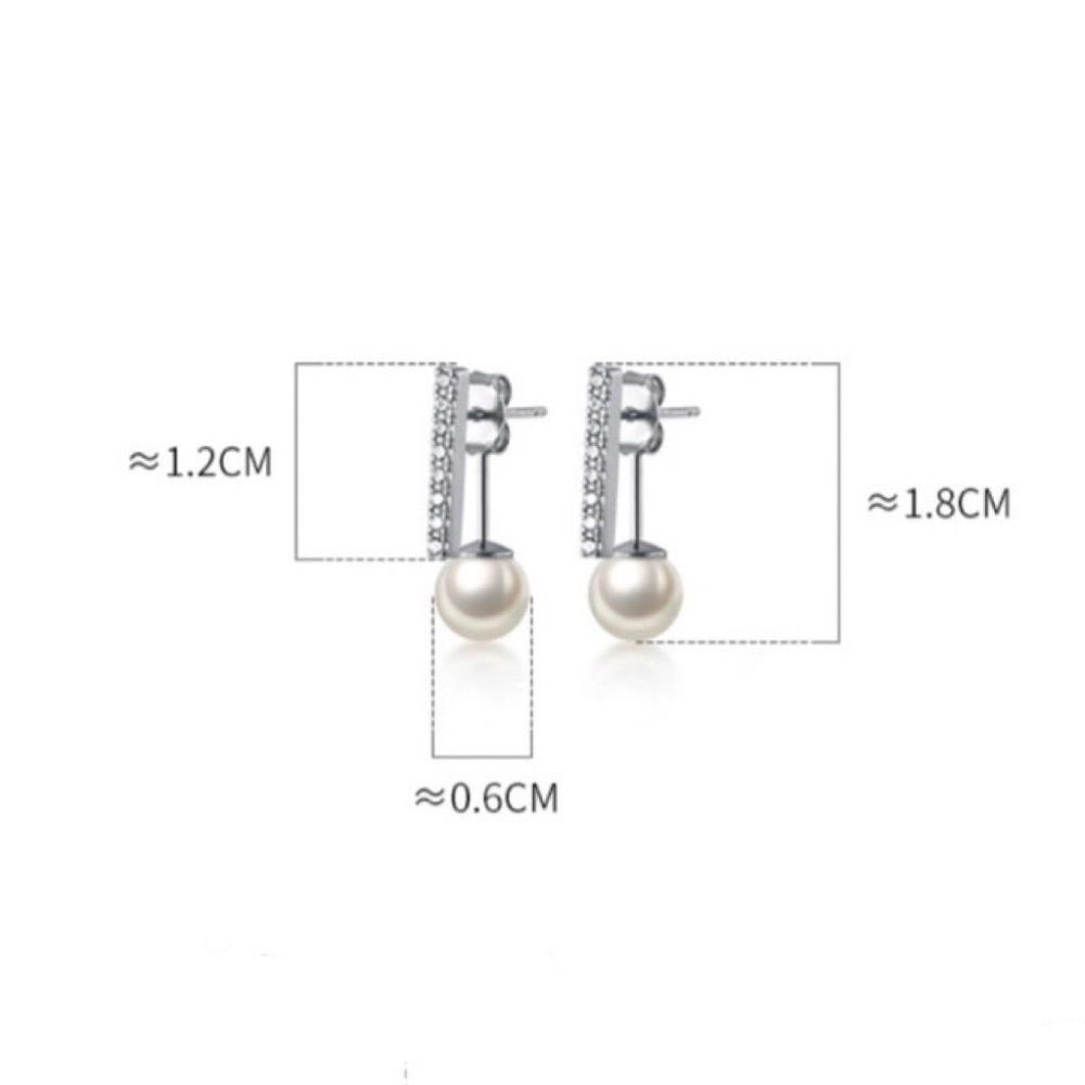 《真愛鍊Cherish 》S925通體純銀耳環 簡約一字形前後設計 搭配貝珠時尚造型 銀樓銀飾-細節圖6
