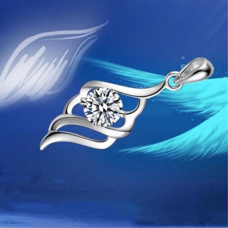 《真愛鍊Cherish 》S925通體純銀項鍊耳環 天使之翼造型鑲嵌精美鋯石 銀飾銀樓-細節圖9