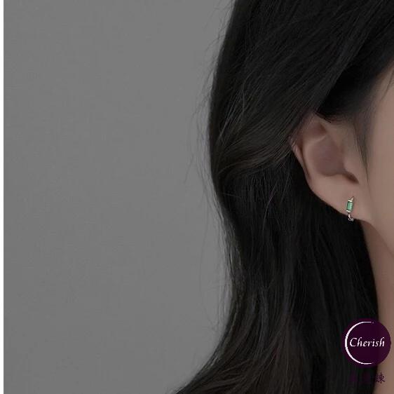 《真愛鍊Cherish 》S925通體純銀耳扣方形鋯石耳圈耳環 圈圈耳環耳扣耳環 銀樓銀飾-細節圖6