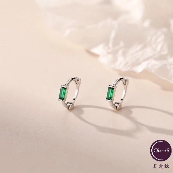 《真愛鍊Cherish 》S925通體純銀耳扣方形鋯石耳圈耳環 圈圈耳環耳扣耳環 銀樓銀飾-細節圖7