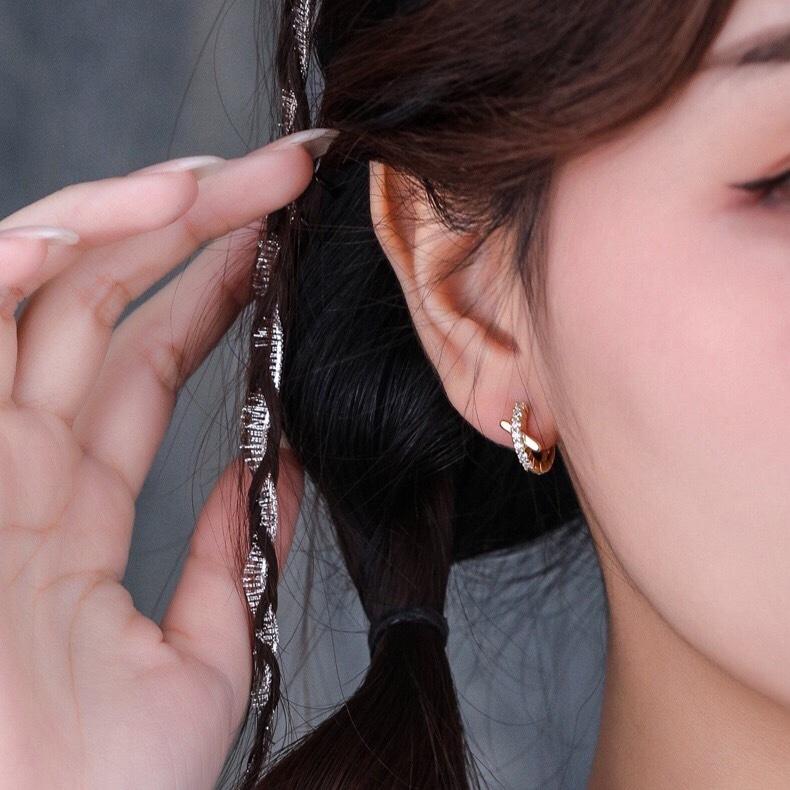 《真愛鍊Cherish 》S925通體純銀耳扣耳環耳圈 X字母微鑲鋯石 耳扣耳圈圈圈耳環 銀樓銀飾-細節圖7