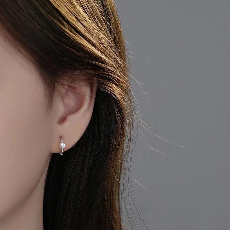 《真愛鍊Cherish 》S999通體足銀天然淡水珠耳扣耳環 圈圈耳環耳圈 小巧有型 銀樓銀飾-細節圖4