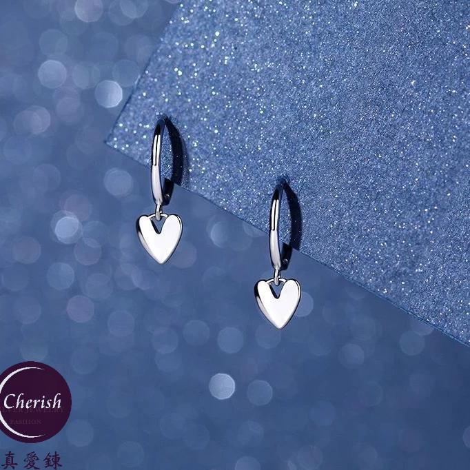 《真愛鍊Cherish 》S925通體純銀耳扣耳環 圈圈耳環 韓式耳圈  銀樓 流蘇愛心造型桃心的樣式-細節圖3