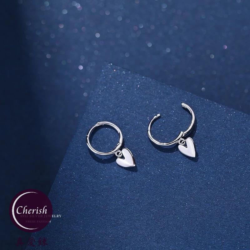 《真愛鍊Cherish 》S925通體純銀耳扣耳環 圈圈耳環 韓式耳圈  銀樓 流蘇愛心造型桃心的樣式-細節圖5
