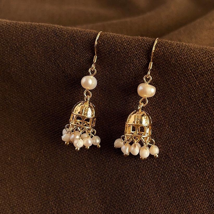 《真愛鍊Cherish》天然珍珠流蘇耳環耳鉤S925純銀耳鉤  天然淡水珠不規則紋路米珠 風鈴樣式耳環-細節圖2