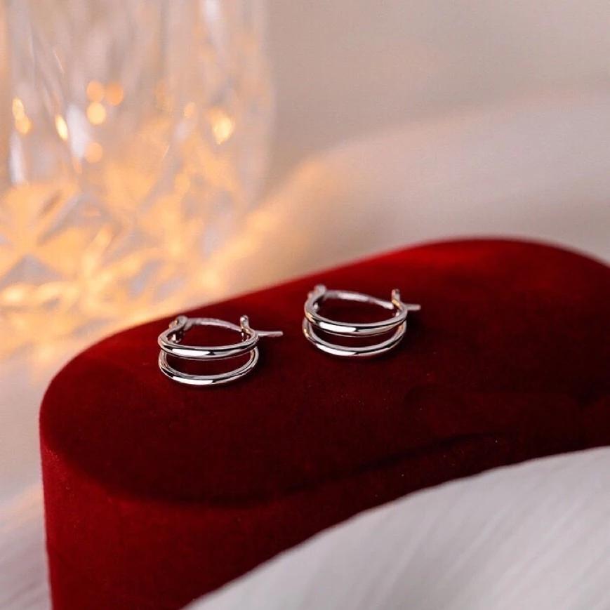 《真愛鍊Cherish 》S925通體純銀耳環耳扣耳圈  雙層圈圈造形時尚流行又特別  銀樓銀飾-細節圖2