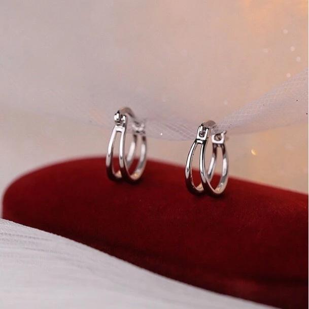 《真愛鍊Cherish 》S925通體純銀耳環耳扣耳圈  雙層圈圈造形時尚流行又特別  銀樓銀飾-細節圖7