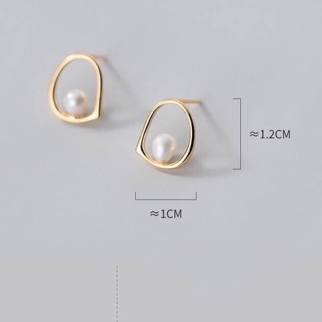 《真愛鍊Cherish 》S925通體純銀耳環 天然淡水珠 氣質鏤空幾何造型 天然珍珠 氣質 上班日常配戴-細節圖5