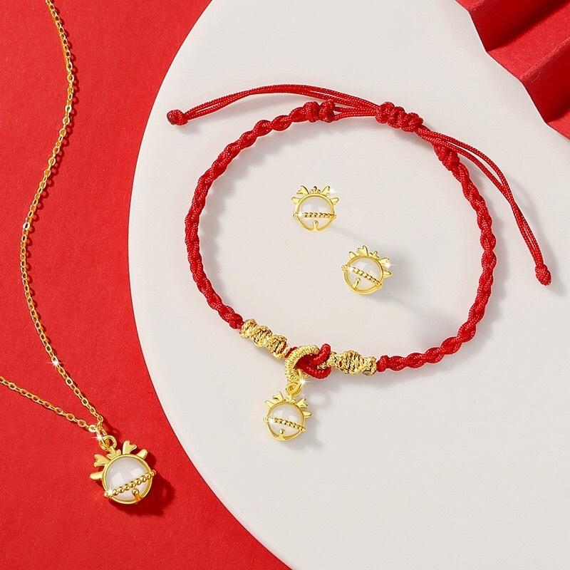 《真愛鍊Cherish 》S925通體純銀手作紅繩手鏈 搭配金龍賀歲天然和田玉造型 紅繩 福氣 文創-細節圖3