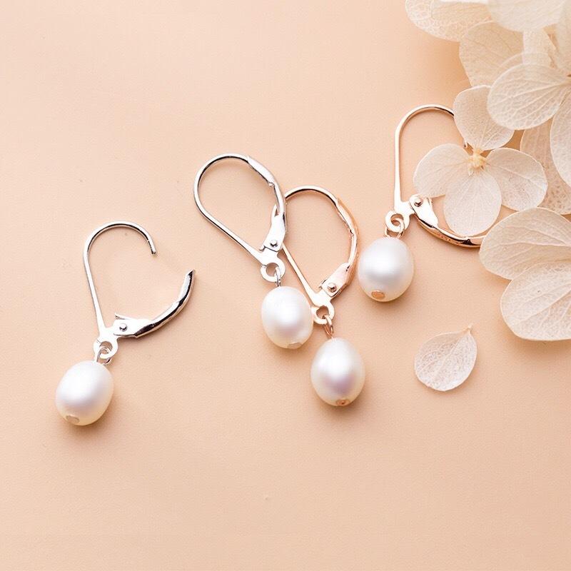 《真愛鍊Cherish 》S925純銀天然珍珠耳環 耳扣造型天然淡水珠耳環 純銀耳圈 圈圈耳環 彈簧耳扣-細節圖3